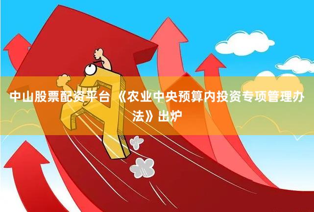 中山股票配资平台 《农业中央预算内投资专项管理办法》出炉